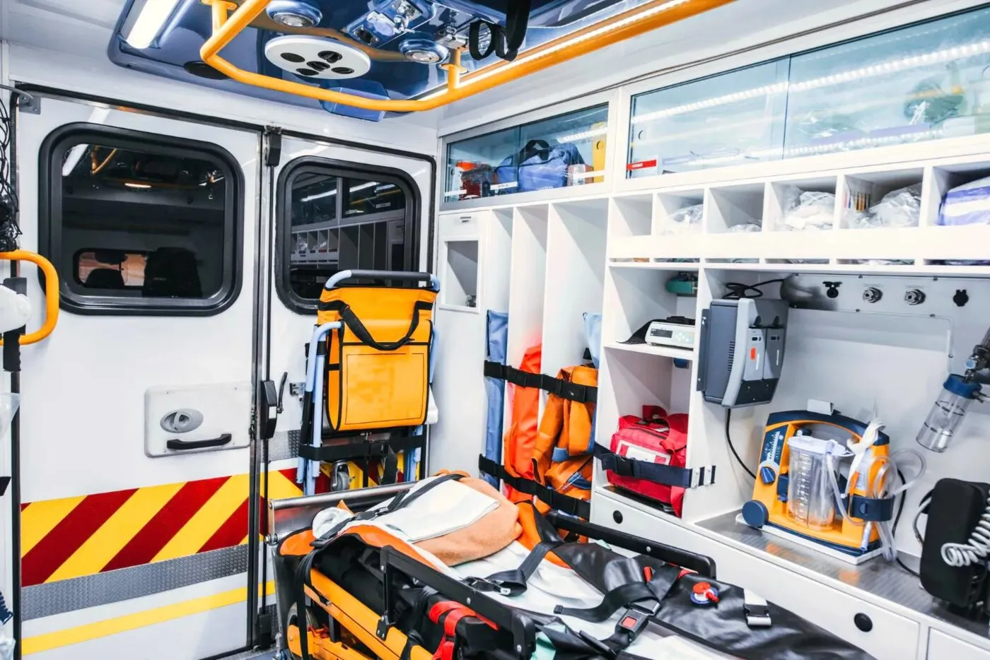 Equipment inside an ambulance