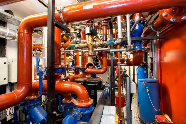 Energy installation with pipes